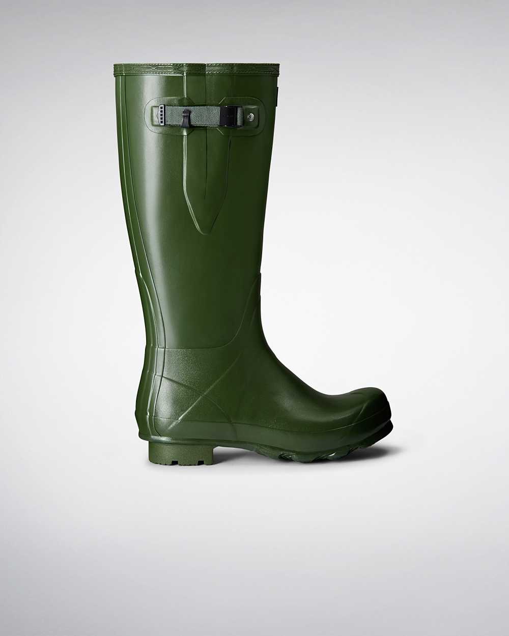 Hunter Men's Norris Field Side Adjustable Tall Wellington Boots Green,GMNU08674